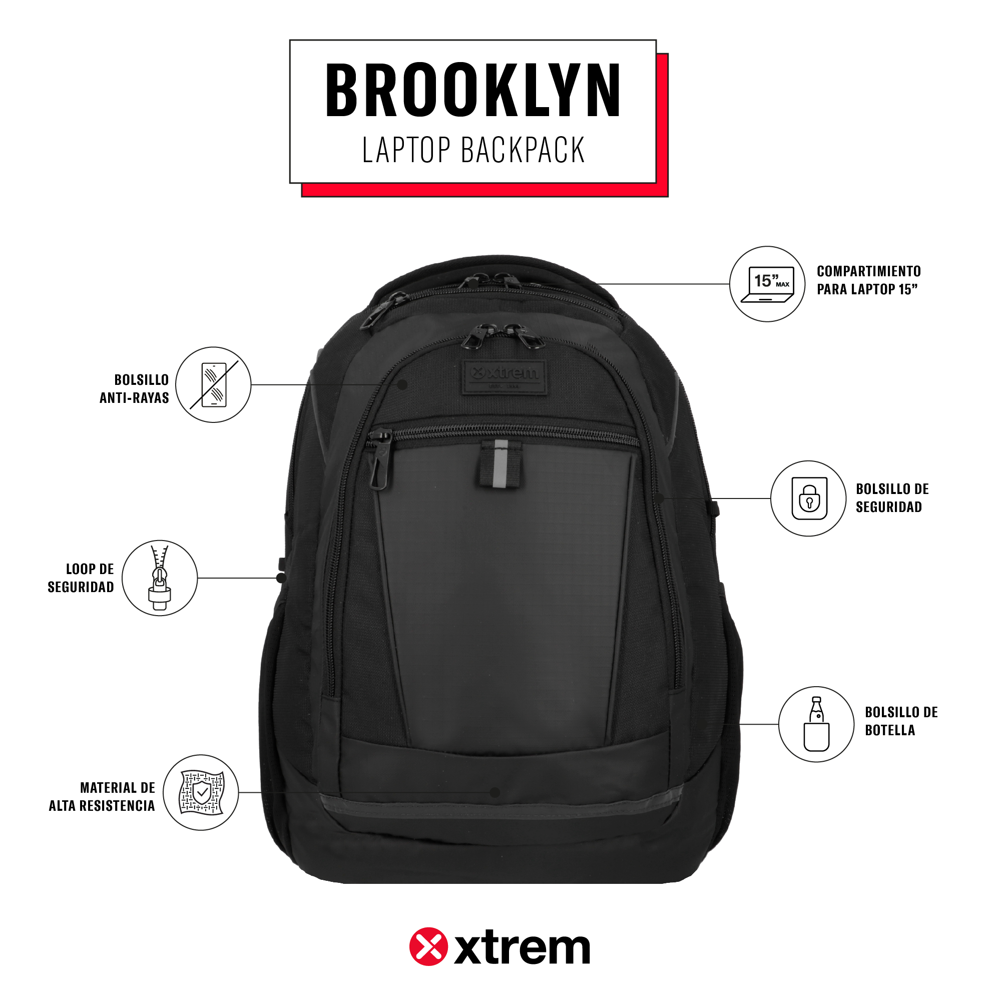 Mochila para notebook 15" Brooklyn negra
