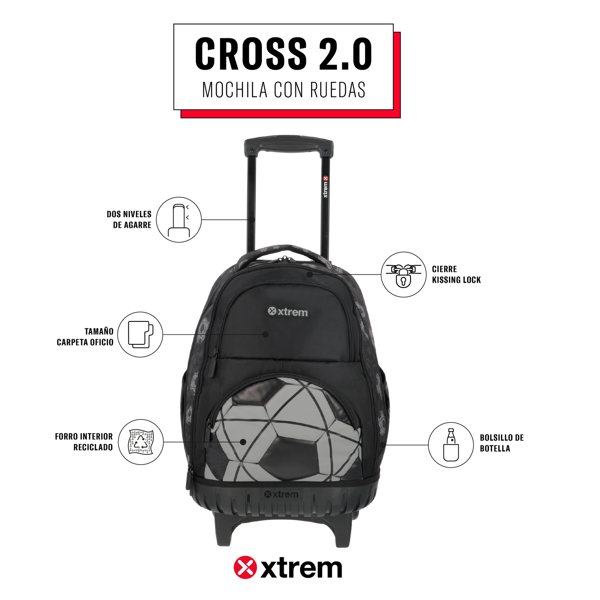 Mochila CROSS 2.0 5XT BLACK FOOTBALL L