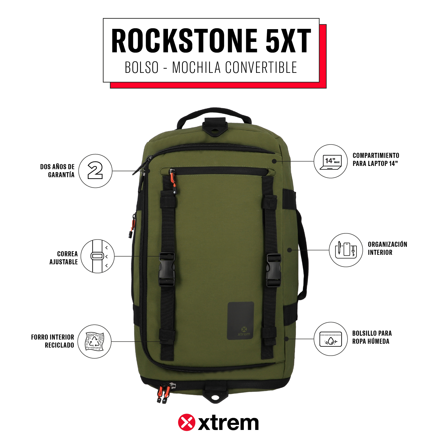 Mochila-bolso Rockstone verde