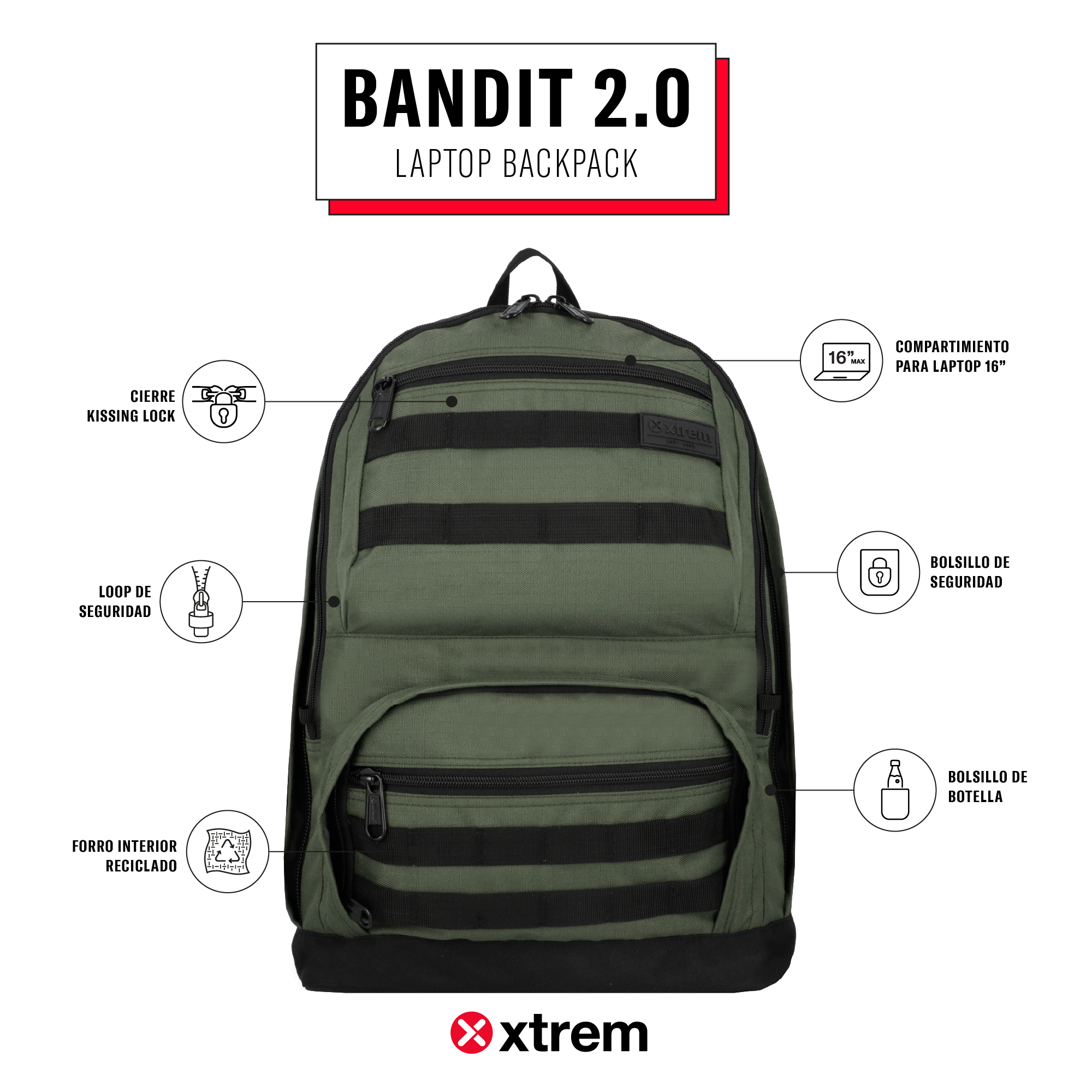 Mochila BANDIT 2.0 5XT ARMY GREEN M