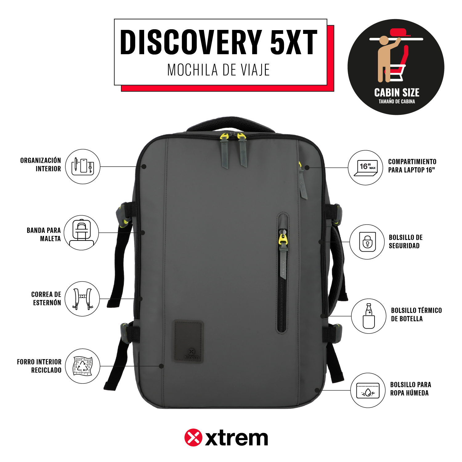 Mochila de viaje Discovery gris