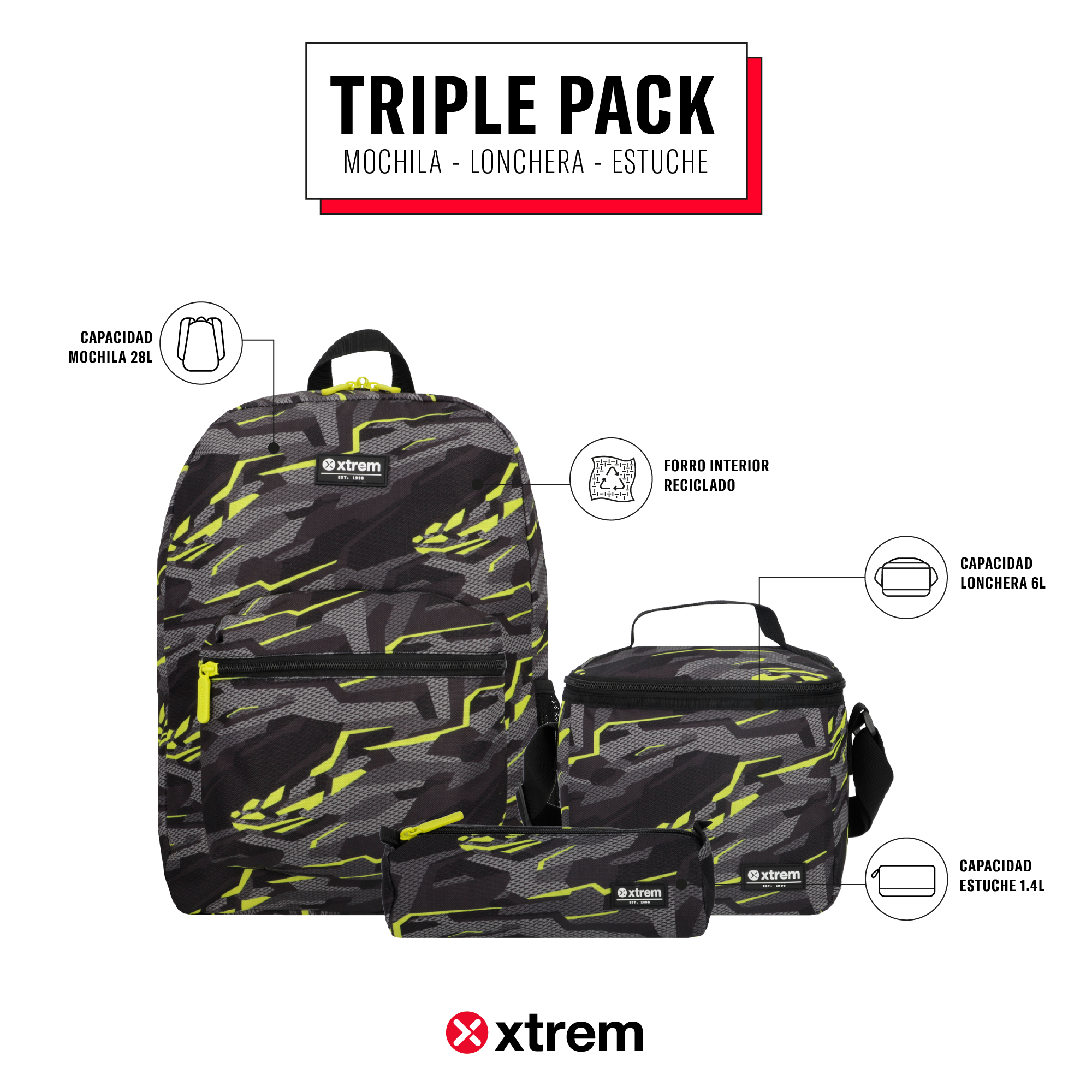 Pack TRIPLE PACK 5XT GREY PRINT M