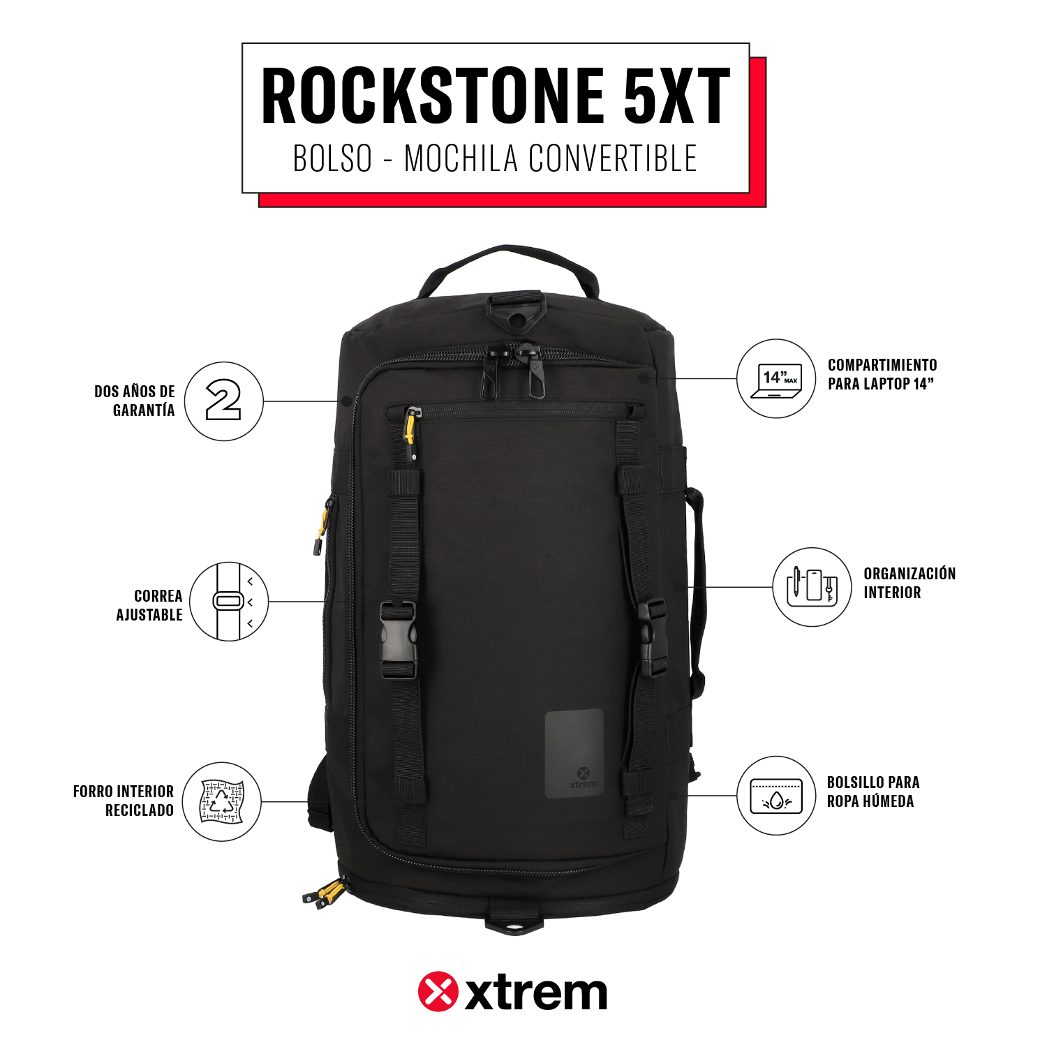 Mochila-bolso Rockstone negra