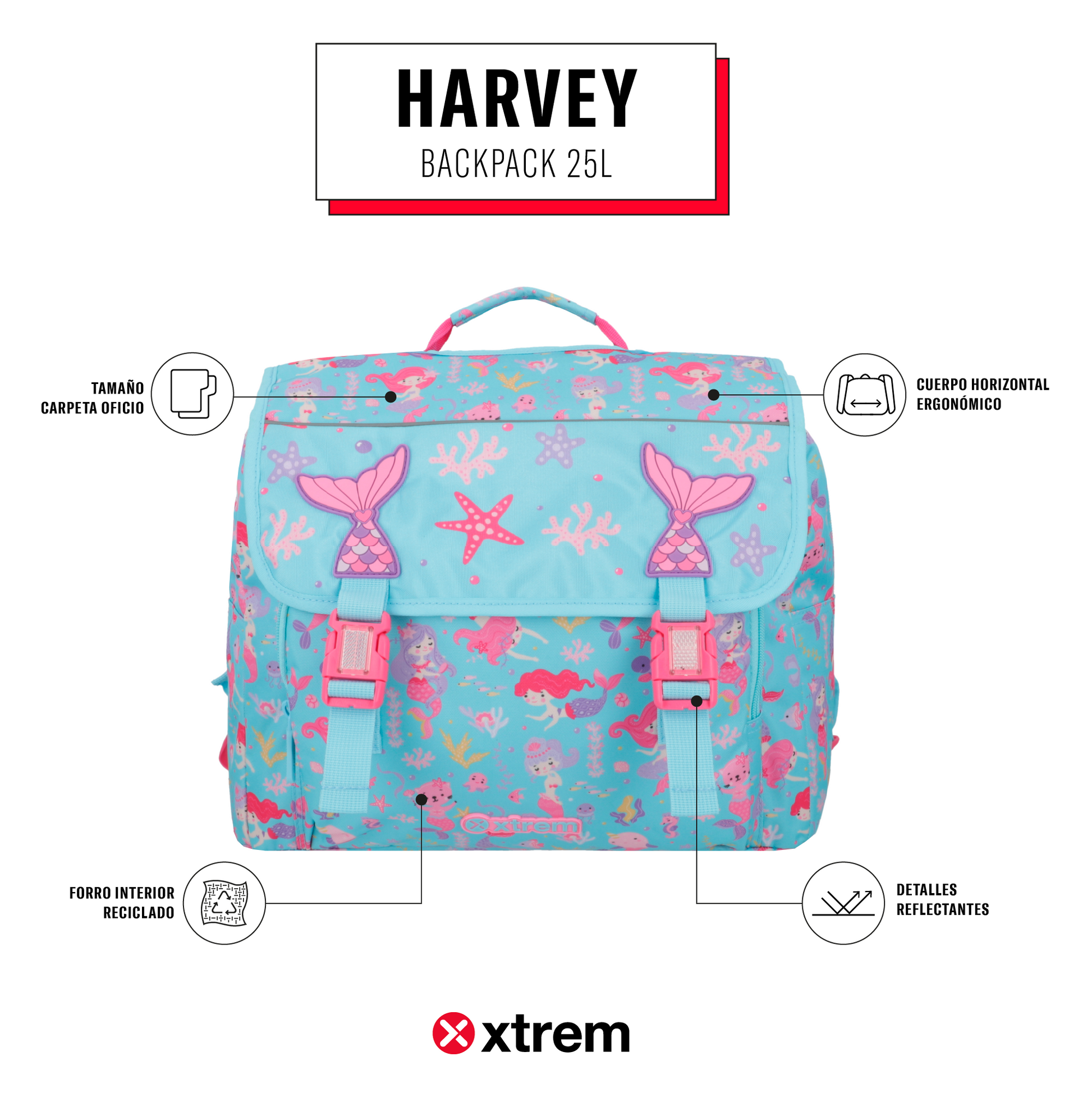Mochila HARVEY 5XT PINK MERMAID L